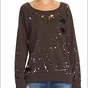 NWOT Chaser distressed splatter paint sweatshirt